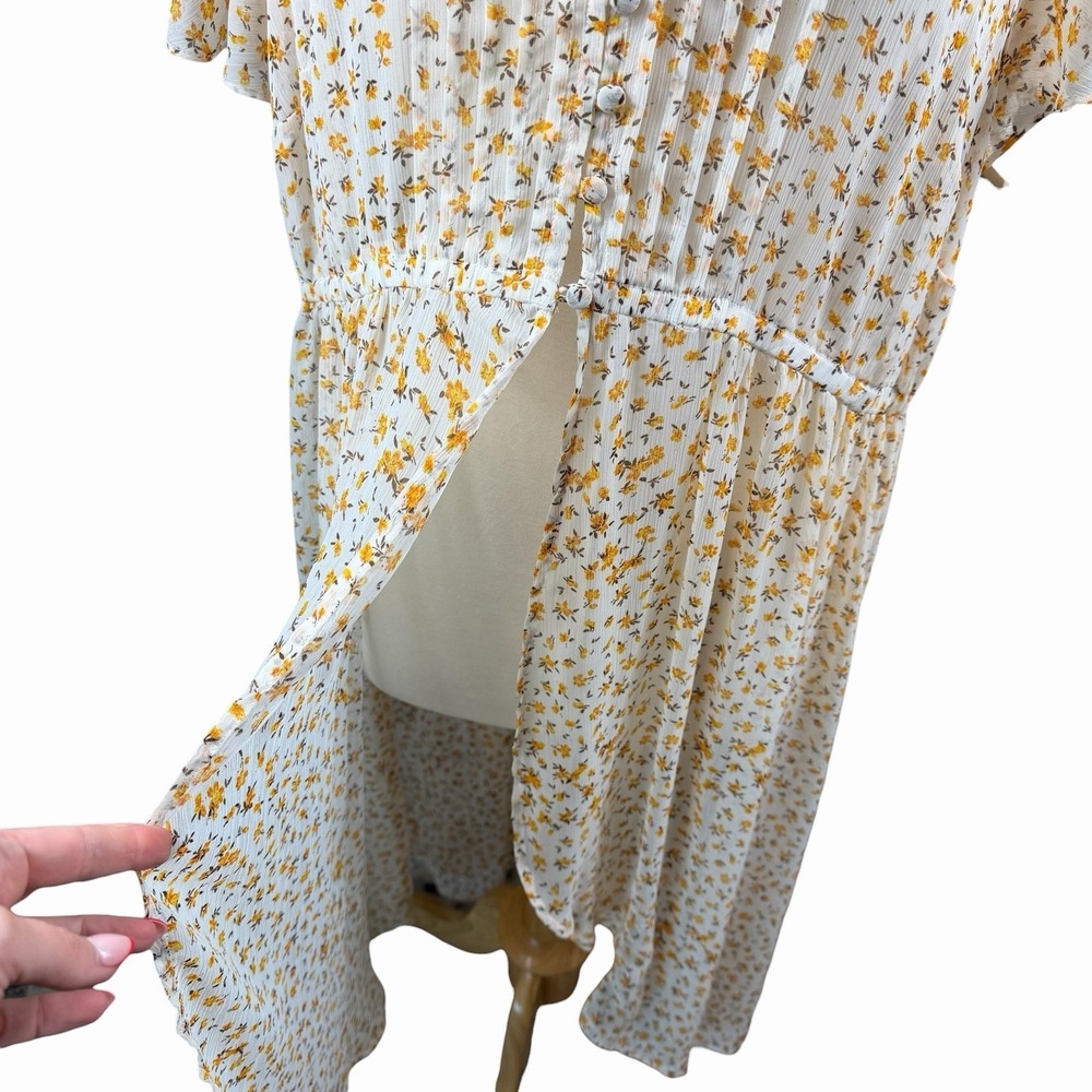 Torrid Top Floral Blouse Kimono Women's 3 White Yellow Maxi Top Hi Lo Top - Picture 7 of 10